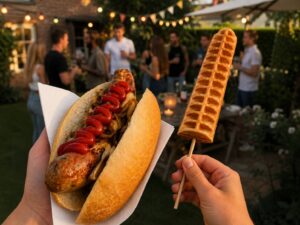 braadworst en lollywafel braadworst en lollywafel op een feest